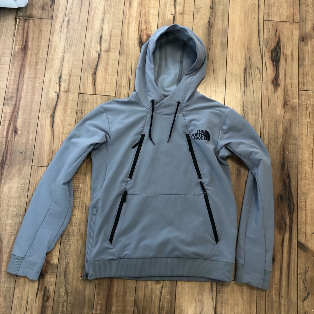 Northface mens grey windbreaker hoodie